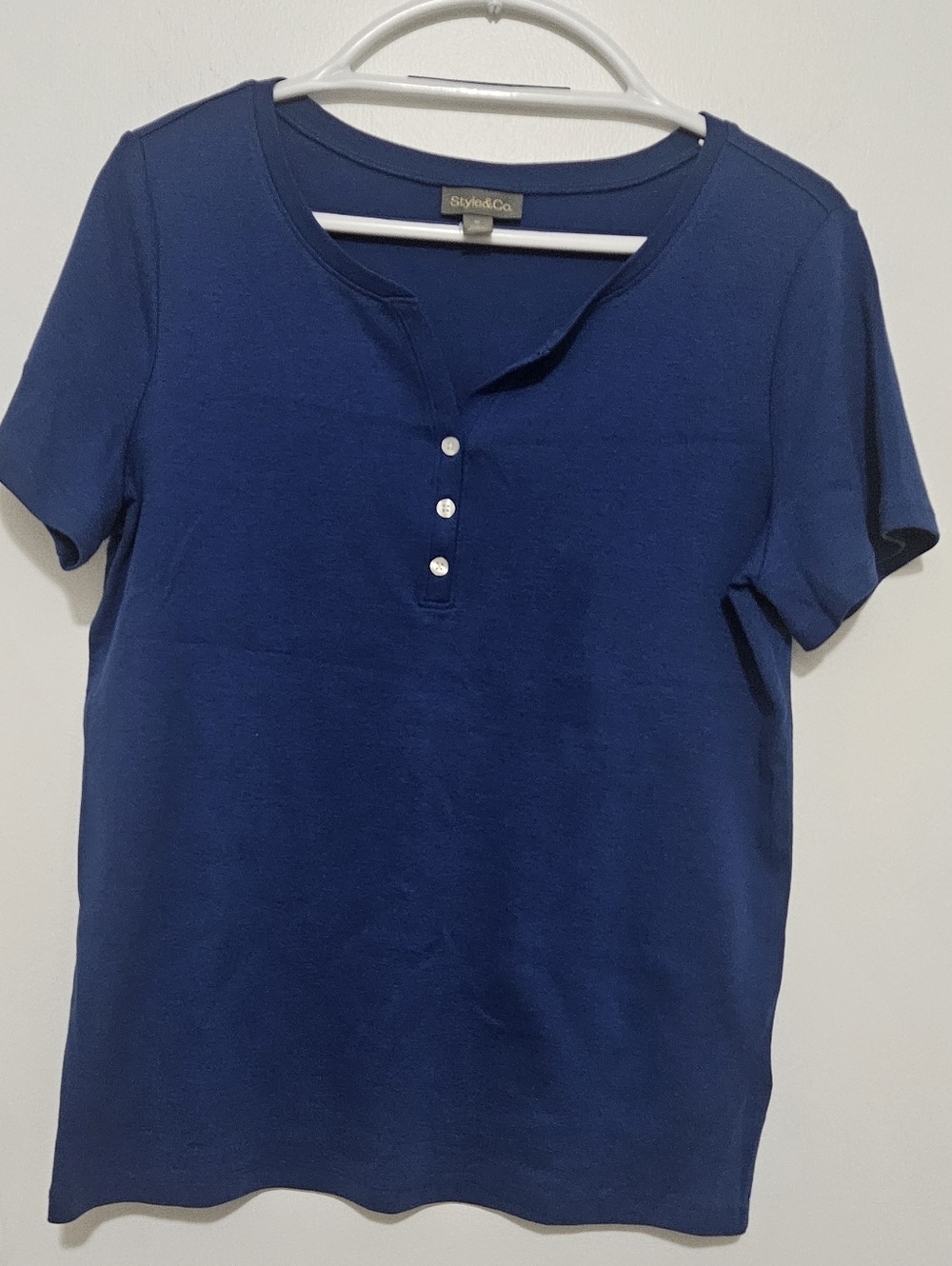 Style & Co. Short Sleeve Navy Henley Tee Size Medium